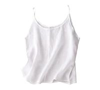 Oxxggkao Cami Hemd mit Spaghettiträgern, Rundhalsausschnitt, einfarbig, Baumwoll Leinen Stoff, leichtes, ärmelloses Camisole, Strandweste, Bluse aus Leinenmischung