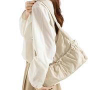 Oxxggkao Contemporary Korean Design Underarm Bag Quick Access Drawstring Top Breathable Nylon Fabric Shoulder Bag Comfort Carry Drawstring Closure Cloud Shoulder Bag