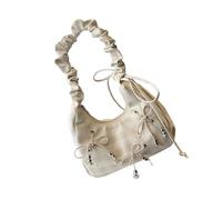 Oxxggkao Elegante Fog Encouraged Rüschen Schachbrett Umhängetaschen mit abnehmbarem Gürtel, gefederte Umhängetasche, Unterarm Handtasche