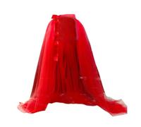 Oxxggkao Eleganter Overlay für Damen, langer Tüllrock, durchsichtig, Netzstoff, zum Binden, für Hochzeiten, Partys und Feiern, formelle Veranstaltungen, rot, One size