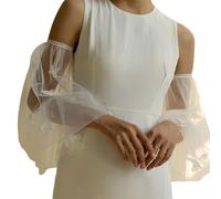 Oxxggkao Luxuriöse, mit Perlen verzierte, geblümte Puff Brauthandschuhe aus leichtem Nylon für Hochzeits und Partykleidung, Brautperlen Handschuhe