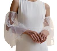 Oxxggkao Luxuriöse, mit Perlen verzierte, geblümte Puff Brauthandschuhe aus leichtem Nylon für Hochzeits und Partykleidung, Brautperlen Handschuhe