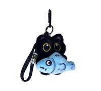 Oxxggkao Süßer schöner Plüsch Katzen Fisch Schlüsselanhänger für Schlüsselanhänger, Rucksack Behang, Plüsch Katzen Fisch Schlüsselanhänger
