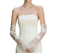 Oxxggkao Transparente Hochzeits Armstulpen mit fingerlosem Design, elastischen Manschetten und Spitzenbesatz, Brautfotografie Zubehör, transparente Handschuhe für die Brautfotografie