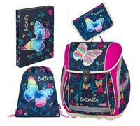 OXY BAG Premium Schulranzen 4 Set: Ergonomische Schulrucksack Set, Sportbeutel & Federmappe mit A4 Dokumentenbox | Ideal für 1. & 2. Klasse | Sicher, Komfortabel & Reflektierend