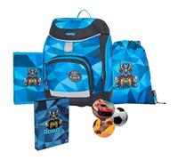 OXY BAG Schulranzen 5 Teilig Robot Ergonomischer Schulrucksack Set Federmappe Turnbeutel & Austauschbaren Patches Leicht Schulset Mädchen Reflektierenden Schultasche für 1. - 3. Klasse Back to School