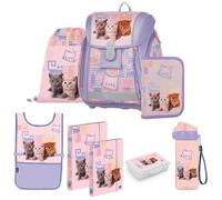 OXY BAG Schulranzen 8 TLG Ergonomische Schulrucksack Set Sportbeutel Federmappe Kunstponcho Trinkflasche Snackbox Schulset mädchen für 1. - 3. Klasse Back to School