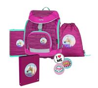 OXY BAG Sherpy Schulranzen set für Kinder 1.-3. Klasse | Anatomisch Geformter Rucksack mit Federmappe, Turnbeutel & Austauschbaren Patches | 5tlg, 26L, 950g, Polyester | Mit Reflektierenden Elementen