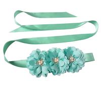 Oyabridal Blumenmädchen-Schärpe Gürtel für Kleider Braut/Brautjungfer Schärpe Gürtel Blume Perlen Schärpen für Hochzeitskleid, Mintgrün, 92''x1''