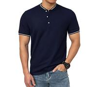OYOZONE Herren-Polo-Shirts, lässig, kurzärmelig, Baumwoll-Piqué-Polo-T-Shirt, klassisch, kragenlos, Golf-Shirts für Herren