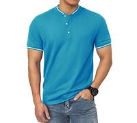 OYOZONE Herren-Polo-Shirts, lässig, kurzärmelig, Baumwoll-Piqué-Polo-T-Shirt, klassisch, kragenlos, Golf-Shirts für Herren