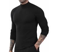 OYOZONE Herren Slim Fit Mock Rollkragenpullover Sweater Casual Basic Gestrickte Thermopullover, Schwarz, L