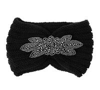 Oyrcvweuy Damen Winter-Stirnband, weich, dick, gestrickt, mit Blumen-Pailletten, breit, warm, Wolle