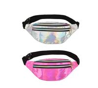OYUUJII 2 Stück Bauchtasche Damen,Holografisch Gürteltasche aus PU Leder