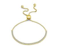 OZEO Armband Damen,S925 Sterling Silber Vergoldetes Armband 1,5 Mm Micro-Set Zirkon Charms Diamant X-Link Armbänder Einstellbar Bolo Tennisarmband Schmuck Für Damen Männer Geschenk