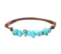 OZEO Chakra Armband Echte Steine, Natur Blau Türkis Stein Armbänder Boho Retro Kies Perle Chakra Leder Geflochten Seil Armbänder Energie Edelstein Verstellbare Armreifen Schmuck Für Frauen Männer