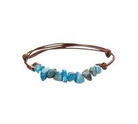 OZEO Edelstein Armband, Natürliche Blaue Apatit-Stein-Armbänder Boho Retro-Kiesperle Chakra Leder Geflochtenes Seil Armbänder Energie-Edelstein Verstellbare Armreifen Schmuck Für Frauen Männer