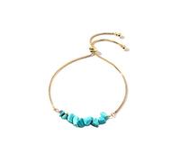 OZEO Perlen Armband, Naturstein Chakra Armbänder Unregelmäßig Türkis Kies Energie Edelstein Armreifen Einstellbare Golden Square Box Link Kette Armbänder Schmuck Für Frauen Männer