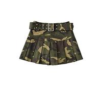 OZEO Röcke Für Damen,Damenmode Plissierter Denim Minirock ArmyGreen High Waist Camouflage Cargo Rock Mit Gürtel A-Linie 90S Streetwear Patchwork Kurzrock Für Mädchen Damen,M