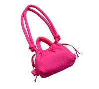 OZLCUA Kleiner Rucksack Weiche Dacron Umhängetasche Mode Stoff Schulter Mini Tote Geldbörsen for Frauen Unterarm Taschen Handtaschen Und(Rose Pink)