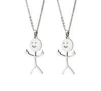 Ozmw 2 Stück lustige Graffiti-Halsketten, passende Fingerhalskette, coole Halskette für Jungen, Fingerhalskette mit Anhänger für Männer und Frauen, Geschenk (Silber)