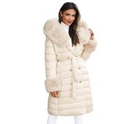 OZONEE Damen Mantel Wintermantel Winterjacke Jacke Parka Übergangsjacke Coat Wärmemantel Wärmejacke Winter Herbst Lang Warm Stehkragen Outdoor Gepolstert 777/1465K/254 BEIGE L