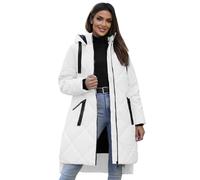 OZONEE Damen Mantel Wintermantel Winterjacke Jacke Parka Übergangsjacke Coat Wärmemantel Wärmejacke Winter Herbst Lang Warm Stehkragen Outdoor Gepolstert 777/1578K/281 WEIß L