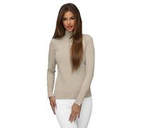 OZONEE Damen Rollkragenpullover Pullover Strickpullover Sweater Rollkragen Strickjacke Turtleneck Feinstrick Winter Vintage Casual JS/8002Z/1 BEIGE S/M