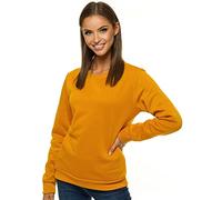OZONEE Damen Sweatshirt Pullover Langarm Farbvarianten Oversized Langarmshirt Pulli ohne Kapuze Baumwolle Baumwollmischung Classic Basic Rundhals-Ausschnitt Sport JS/W01Z Camel S