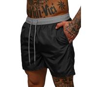 OZONEE Herren Badehose Badeshorts Eng Lang Shorts Sporthose Jogginghose Kurz Laufshorts Sport Sportshorts Trainingshose Schwimmhose Sweatshorts Freizeithose Hose 777/3863S/3 SCHWARZ/GRAU M