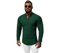 OZONEE Herren Hemd Freizeithemd Shirt Langarm Tailored Fit Flanellhemd Langarmhemd Langärmliges Slim Fit Freizeit Business Männer Jungen Trachtenhemd 777/3708KO GRÜN M
