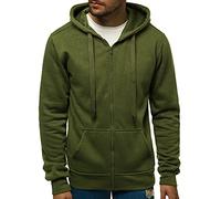 OZONEE Herren Kapuzenpullover Sweatjacke Sweatshirt Farbvarianten Kapuzenjacke Kapuzenpulli mit Reißverschluss Langarm Hoodie Sport Style Casual Fitness Training Basic 02B Khaki M
