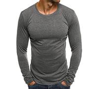 OZONEE Herren Langarmshirt Longsleeve Sweatshirt T-Shirt Slim Fit Sport Langarm Top Rundhals-Ausschnitt Regular Round Neck Long Sleeve U-Neck Sweats Langarmhemd J.Style 2088 XXL DUNKELGRAU