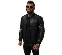 OZONEE Herren Lederjacke Kunstlederjacke Kunstleder Farbvarianten Jacke Bikerjacke Übergangsjacke Herrenjacke Leder Echtlederjacke Echtleder Wildleder Biker JS/11Z8015Z SCHWARZ XXL