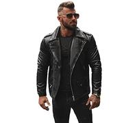 OZONEE Herren Lederjacke Kunstlederjacke Kunstleder Farbvarianten Jacke Bikerjacke Übergangsjacke Herrenjacke Leder Echtlederjacke Echtleder Wildleder Biker 777/4436K SCHWARZ XL