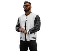 OZONEE Herren Lederjacke Kunstlederjacke Kunstleder Farbvarianten Jacke Bikerjacke Übergangsjacke Herrenjacke Leder Echtlederjacke Echtleder Wildleder Biker 777/6255K WEIß-SCHWARZ XXL