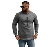 OZONEE Herren Sweatshirt Pullover Langarm Farbvarianten Langarmshirt Pulli ohne Kapuze Baumwolle Baumwollmischung Classic Basic Rundhals-Ausschnitt Sport JS/8B1358Z/5 DUNKELGRAU XXL