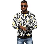 OZONEE Herren Sweatshirt Pullover Langarm Farbvarianten Langarmshirt Pulli ohne Kapuze Baumwolle Baumwollmischung Classic Basic Rundhals-Ausschnitt Sport JS/8B1220Z/1 WEIß XXL