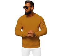 OZONEE Herren Sweatshirt Pullover Langarm Farbvarianten Langarmshirt Pulli ohne Kapuze Baumwolle Baumwollemischung Classic Basic Rundhals-Ausschnitt Sport J. Style 2001-10 L Camel