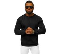OZONEE Herren Sweatshirt Pullover Langarm Farbvarianten Langarmshirt Pulli ohne Kapuze Baumwolle Baumwollemischung Classic Basic Rundhals-Ausschnitt Sport J. Style 2001-10 XL SCHWARZ