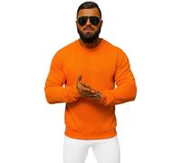 OZONEE Herren Sweatshirt Pullover Langarm Farbvarianten Langarmshirt Pulli ohne Kapuze Baumwolle Baumwollemischung Classic Basic Rundhals-Ausschnitt Sport J. Style 2001-10 2XL ORANGE