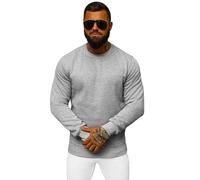 OZONEE Herren Sweatshirt Pullover Langarm Farbvarianten Langarmshirt Pulli ohne Kapuze Baumwolle Baumwollemischung Classic Basic Rundhals-Ausschnitt Sport JS/2001-10Z 2XL GRAU