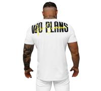 OZONEE Herren T-Shirt T Shirt Tshirt Kurzarm Kurzarmshirt Tee Top Sport Sportswear Rundhals U-Neck Rundhalsausschnitt Aufdruck Motiv Print O/T1277Z/1 WEIß L