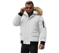 OZONEE Herren Winterjacke Jacke Winter Farbvarianten Warm Bomberjacke Steppjacke Wintermantel Kunstfell Daunenjacke Leichte Outdoor Puffer Jacket Gepolstert 777/2190K/281 WEIß XXL