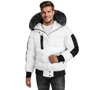 OZONEE Herren Winterjacke Jacke Winter Farbvarianten Warm Bomberjacke Steppjacke Wintermantel Kunstfell Leichte Outdoor Puffer Jacket Gepolstert 777/2673K WEIß XXL