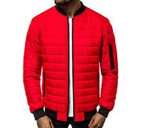 OZONEE Herren Winterjacke Jacke Winter Farbvarianten Warm Bomberjacke Steppjacke Wintermantel Kunstfell Daunenjacke Leichte Outdoor Puffer Jacket Gepolstert 777/698K ROT M