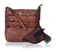 Ozora Handgefertigte Leder-Umhängetaschen und Schultertasche mit mehreren Taschen für Männer und Frauen mit abnehmbarem Holster, Brownw, Medium, Emma