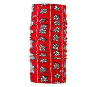 P.A.C. Original Edelweiß Rot Multifunktionstuch - nahtloses Mikrofaser Schlauchtuch, Halstuch, Schal, Kopftuch, Unisex, 10 Anwendungsmöglichkeiten
