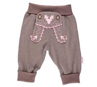 P.Eisenherz Babyhose im Lederhosenstil mit rosa Stickerei