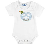 P.Eisenherz Kurzarm Body Motiv Brezl mit niedlichen Stickereien aus 100% Bio-Baumwolle